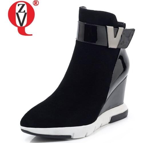 ZVQ Woman Shoes Winter Warm New Fashion Pointed Toe Zip Ankle Boots Outside Super High Heels Platform Ladies Shoes Drop Shipping