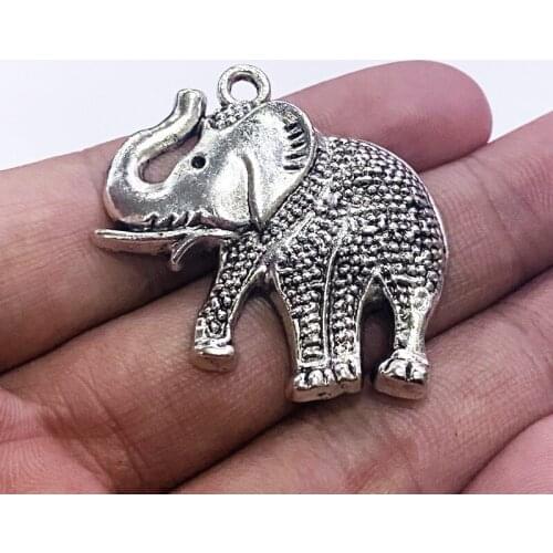 4pcs 36x37mm Elephant Charms Antique Silver Color Pendants Accessories DIY Handmade Jewelry Making Supplies Crafts Wholesale
