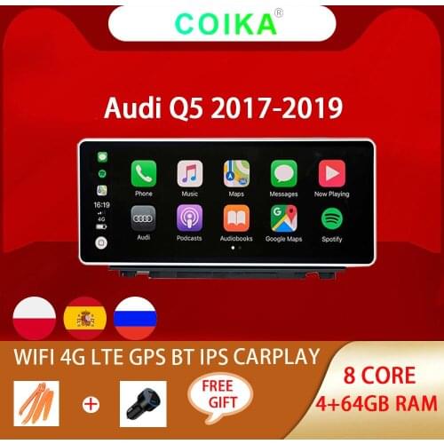 COIKA 8 Core 4+64GB Car Multimedia Radio For Audi Q5 2017-2019 Android 10 System Google BT PIP WIFI 4G Carplay GPS Navi Screen