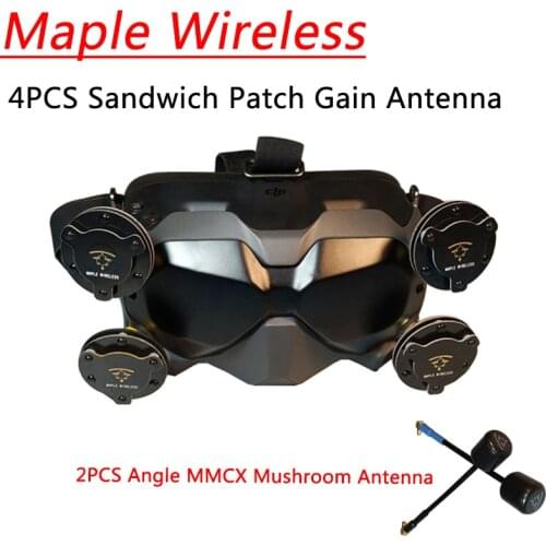 Maple Wireless 4PCS Sandwich Patch Gain Antenna 2PCS Angle MMCX Mushroom Antenna Set for DJI Digital FPV Air Unit/ HD Goggles