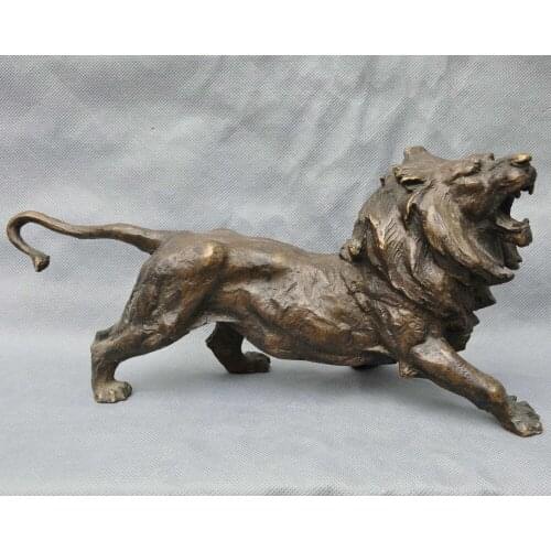 Bi002039 6 Bronze Lion King of the Prairie Fierce Animal Art Sculpture Statue