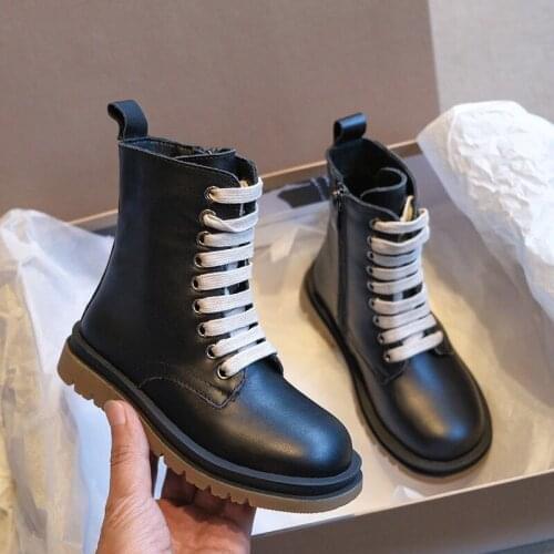 Genuine Leather Girls Martin Boots New Autumn Kids Boots For Boys British Style Children Motorcycle Boots Big Kids Shoes Girls