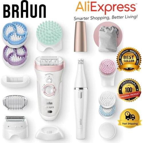 Braun 9985 Silk-Epil 9 Sensosmart Technology Wireless Wet And Dry Epilator And Beauty Set, 8 Attachment Heads Pink