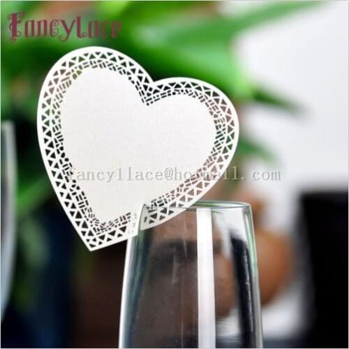 50pcs Laser Cut Paper Love Heart Name Place Cards Card Cup Card Wine Glass Card Wedding Table Decorations Can Be Customized
