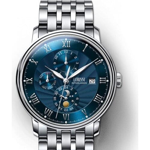 LOBINNI automatic watches for mens top brand luxury mechanical self-wind wrist watch relogio masculino waterproof luminous