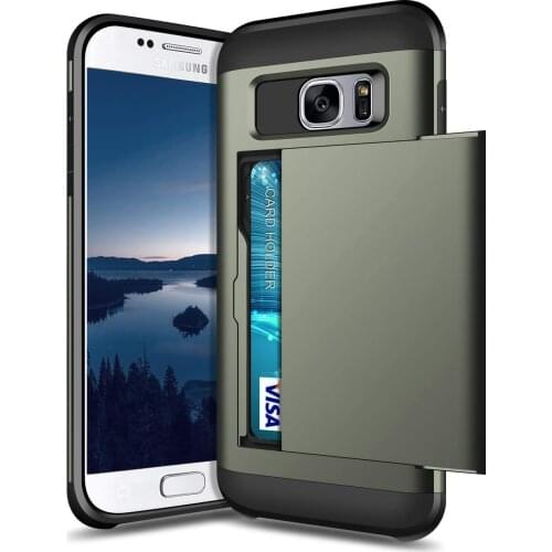 Case for Samsung Galaxy S7 Edge Dual Layer Protective Shell Galaxy S7 S7EDGE Wallet Case Card Holder Slot Shockproof Cover