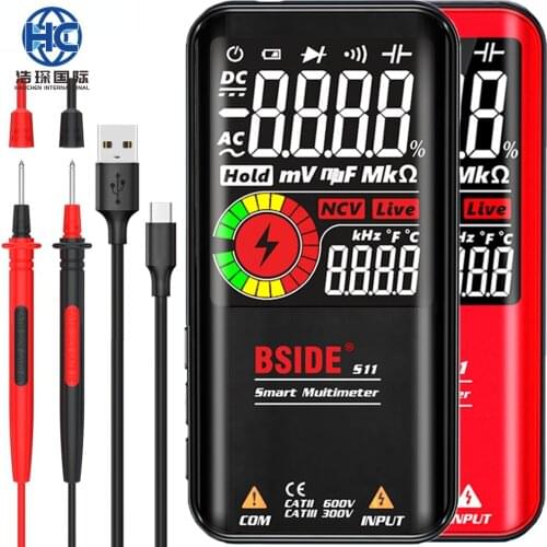 High Quality BSIDE Digital Multimeter 9999 T-RMS 3.5"LCD Color Display DC AC Voltage Capacitance Ohm Diode multimetro NCV Hz Liv