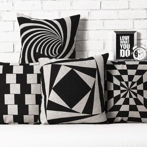 Nordic Style Geometric Decorative Throw Pillow Case Black and White Grid Paisley Printed Chair Seat Home Soft Cushion Cover