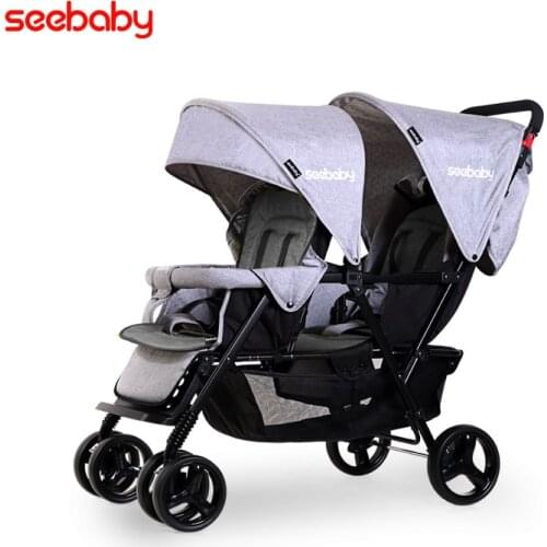 Twin baby strollers boys and girls can sit and fold super lightweight double baby stroller