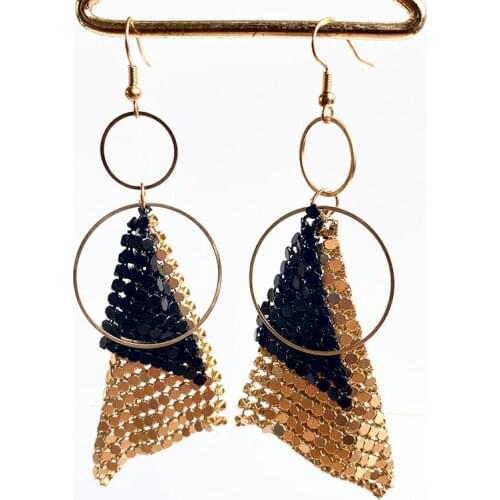 Double Layers Aluminum Mesh Geometric Exaggerated Dizzy Unique Nightclub Style Fashion Jewelry Statement Hoop Earrings for Party