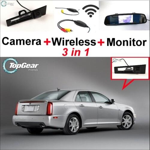 3 in1 Special View Camera + Wireless Receiver + Mirror Monitor EASY DIY Backup Parking System For Cadillac STS 2007~2013