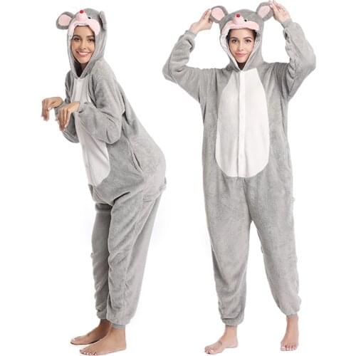 Kigurumis Women Pajamas Animal Mouse Onesies Homewear Carnival Clothing One Piece Sleepwear Pajama Suit Sleepwear