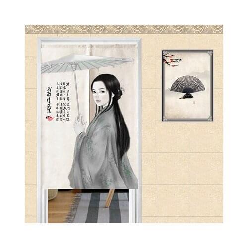 Chinese ink wash painting retro door curtain cloth art porch retro living room bedroom decorative partition Zen hanging portiere