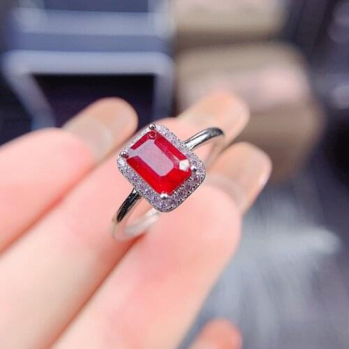 Natural Ruby Ring Square Luxury Classic Ladies Jewelry Engagement S925 Sterling Silver 18ld Autumn NewK Go
