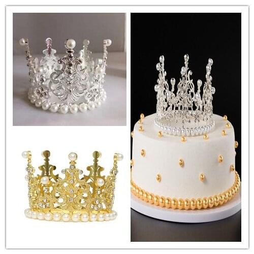 1pc Children Adult Wedding Birthday Party Cake Decoration Diy Cake Birthday Rhinestone Crown Decoration Baking Decoration Tools