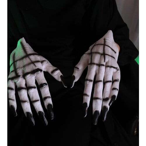 Cosmask Halloween Horror Ghost Claw Skull Gloves Black Nail Masquerade Party Supplies Party Dress Up Horror Female White Gloves