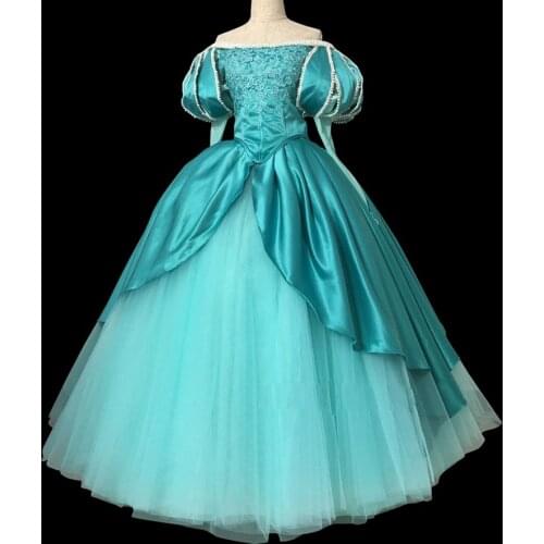 Top Quality Custom-Made Mermaid Ariel Princess Cosplay Costume With Pearls Dress For Adult Women Halloween Party