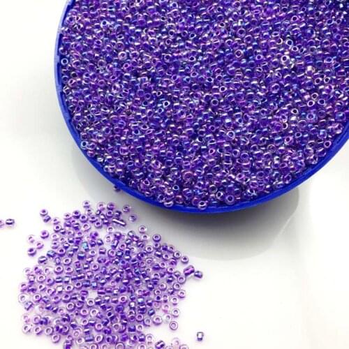 16g 1000X 2mm 12/0 AB Purple Color Round Transparent Loose Spacer Beads Cezch Glass Seed Beads Handmade Jewelry DIY Garment Bead
