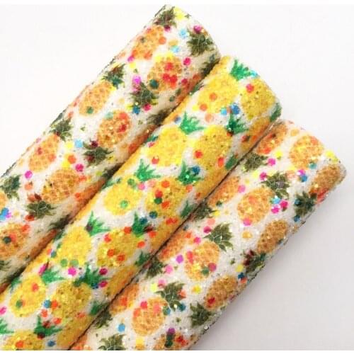 LEOsyntheticoDIY Pipeapple Chunky Glitter Vinyl Fabric Sheet Felt Backing Synthetic Leather Faux Vinil DIY A4 SIZE R149B