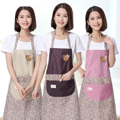 Fashion waterproof and oil-proof kitchen apron female overalls cute cooking apron waist anti-fouling dust-proof