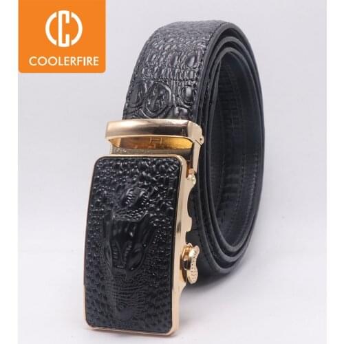 Men Automatic Buckle Belts Crocodile Patter Hihg Quanltiy Top Genuine Leather Business Belts for me Casual for Jeans
