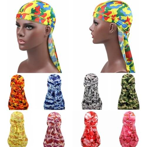 Mens Silky Durags Bandanas Turban hat Wigs Doo Men Satin Durag Biker Headwear Headband Hair Accessories Extra Long Tail Du-Rag
