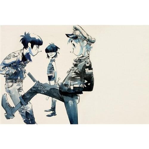 Custom Canvas Art Gorillaz Poster Gorillaz Music Band Wall Stickers Noodle Wallpaper Russel Murdoc Mural 2D Bedroom Decor #2833