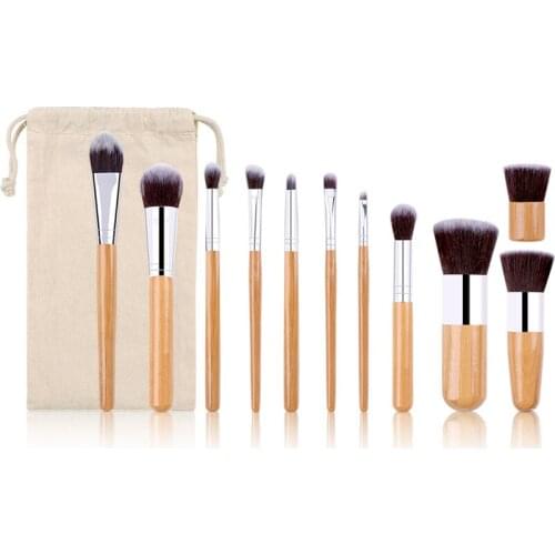 Sopurrrdy Professional 11pcs Makeup Brushes Set Foundation Concealer Blusher Eyeshadow Bamboo Handle Make Up Tool