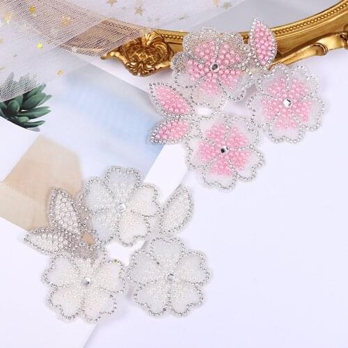 Cherry Blossoms Rhinestone Stickers Heat Transfers For Clothes DIY Embroidery Applique For T-shirt Clothing Decor