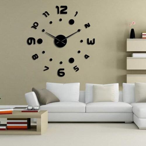 Simple Circle Arabic Numerals 3D DIY Wall Clock Exclusive Cool Wall Art Kit Decoration Number Acrylic Clock Watch Quiet Sweep