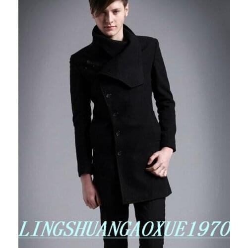 2020 new black autumn winter casual stand collar wool coat men coat Single-breasted overcoat men trench coat youth M - 3XL