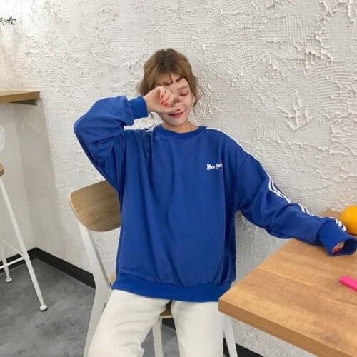 New Fashion Halajuku Loose Letter Printed College Wind All Match Vintage Long Sleeve Female Sweatshirts