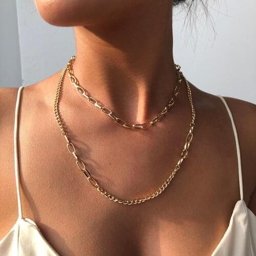 Lalynnly Punk Chokers Necklaces Round Necklace Multi Layer Chains Statement Women Girls Necklace Summer Trendy Jewelry N7548