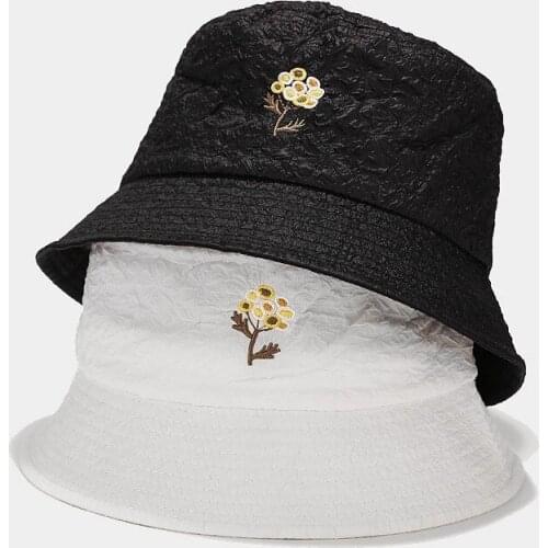 Kpop New Mens Bucket Hat Cute Bubble Cotton Small Flower Fisherman Hat Womens Summer Panama Breathable Sunscreen Sun Hats