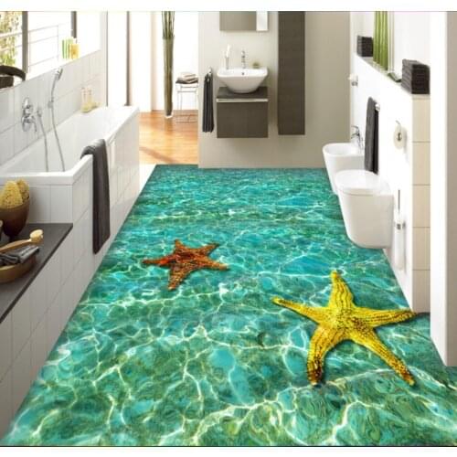 Custom floors beautiful scenery wallpapers 3d floor painting wallpaper blue beach floors