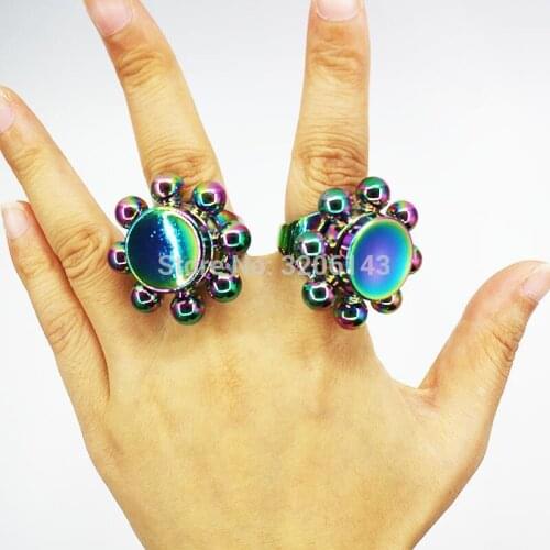 Rainbow Colorful Creative Rings Flower Fidget Spinner Hand Spinner For Better Focus Reduce Autism ADHD Stress Toys With Gift Box