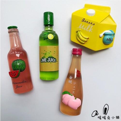 Juice drink soda milk wine bottle resin refrigerator magnet three-dimensional magnet