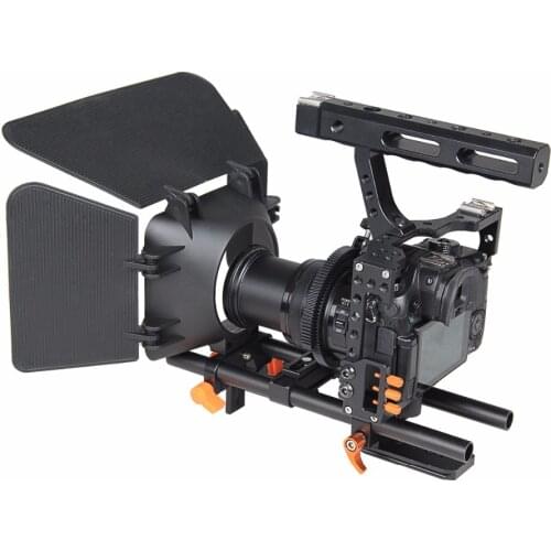 DSLR Video Stabilizer Film Movie Making Camera Cage with 15mm Rod System Rig Kit for Sony A7/A7II/A7s/A7r/A7Rii Panasonic GH4