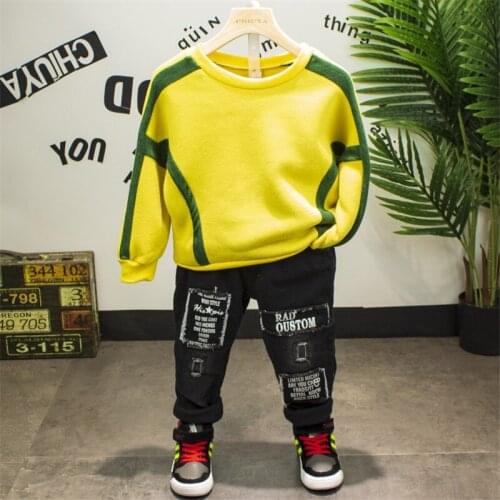 2-6 Years Toddler Boys Clothing Sets Casual Sweatshirt Jean Baby 2pcs Thicken Fashion Children Clothes Suits 2020 New Arrival