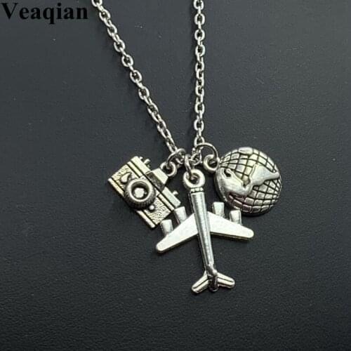 1pc map airplane necklace camera jewelry jewelry gift pilot travel pendant silver necklace handmade jewelry