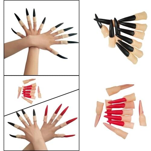 10pcs Fake Fingers Witch Nail Set Halloween Cosplay Party Supplies