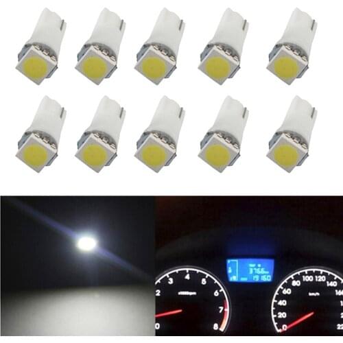 10x White T5 5050 LED Car Dome Meter Map Door Step Light Lamp Bulb Conversion Kit