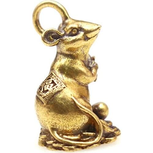 2020 new year gift Lucky mouse rat year Desk decor Copper Wealth Rats Figurines
