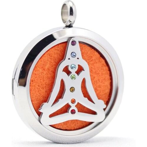 30mm stainless steel yoga om design aromatherapy aroma essential oil diffuser pendant necklace