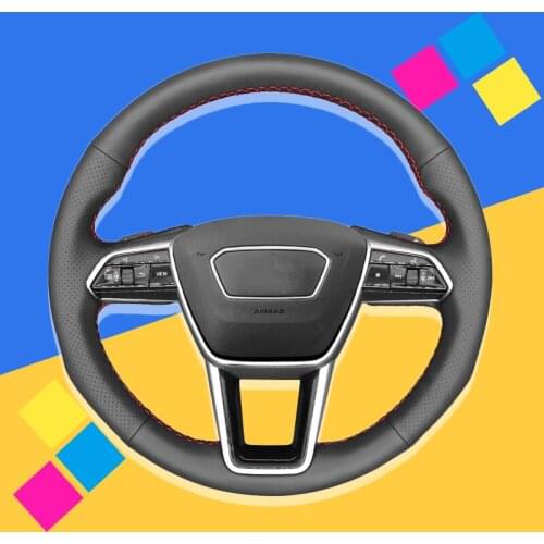 Auto Braid On The Steering Wheel Cover for Audi A6 (C8) Avant Allroad 2018-2019 A7 (K8) 2018-2019 S7 2019 Car Covers Car-styling