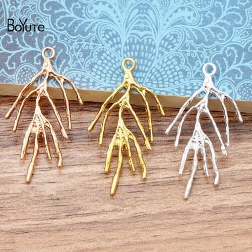 BoYuTe Wholesale 50Pcs Metal Alloy 23*41MM Leaf Branch Hand Made Materials Diy Jewelry Findings components