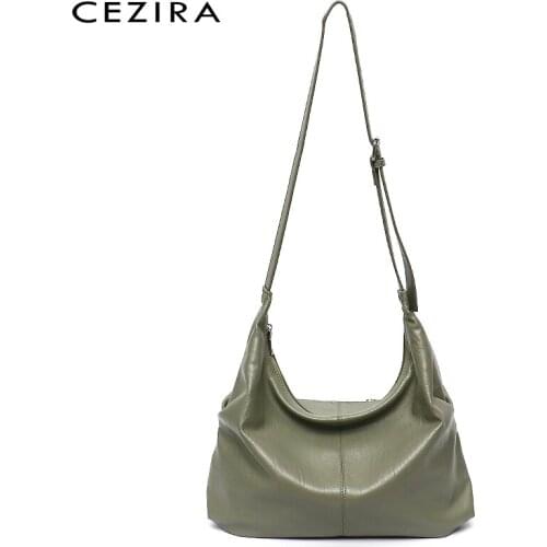 CEZIRA Brand Designer PU Leather Women Crossbody Bags 2021 Fashion Soft Vegan Shoulder Handbags Female Casual Daily Slouchy Hobo