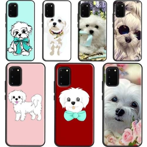 Cartoon Maltese Dog Case For Samsung Galaxy S21 S20 Plus Note 20 Ultra 10 9 S8 S9 S10 Plus S20 FE Back Cover