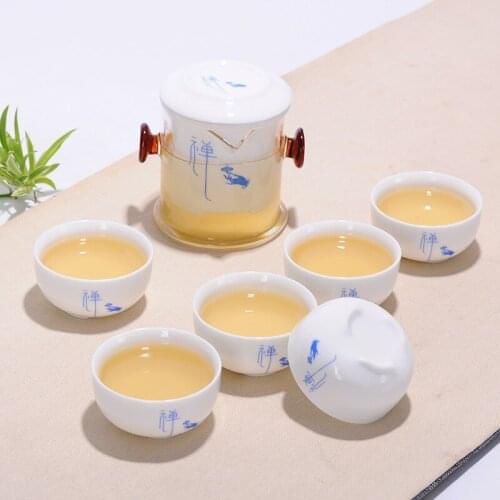 Travel tea set Blue and white porcelain black tea high-end gifts advertising tea heat-resistant glass wholesale