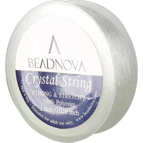 BEADNOVA 1mm Elastic Stretch Polyester Crystal String Cord for Jewelry Making Bracelet Beading Thread 35m/roll (Clear White)
